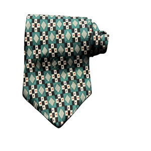 Guy Laroche Diffusion Mens Tie Necktie Multicolor Geometric 100% Silk Tied Wide